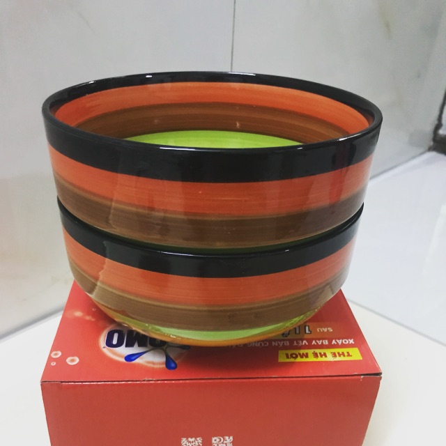Set 2 Tô Sứ Cầu Vồng 7inch 18cm - Tô Sâu Lòng Tráng Men Cao Cấp - Tô Phở Tô Canh