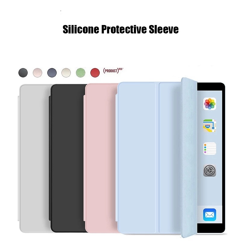 Bao da máy tính bảng PU silicon mềm gập làm ba chống sốc có giá đỡ cho iPad Air Air2 9.7 2017 2018 Mini 1 2 3 4 5