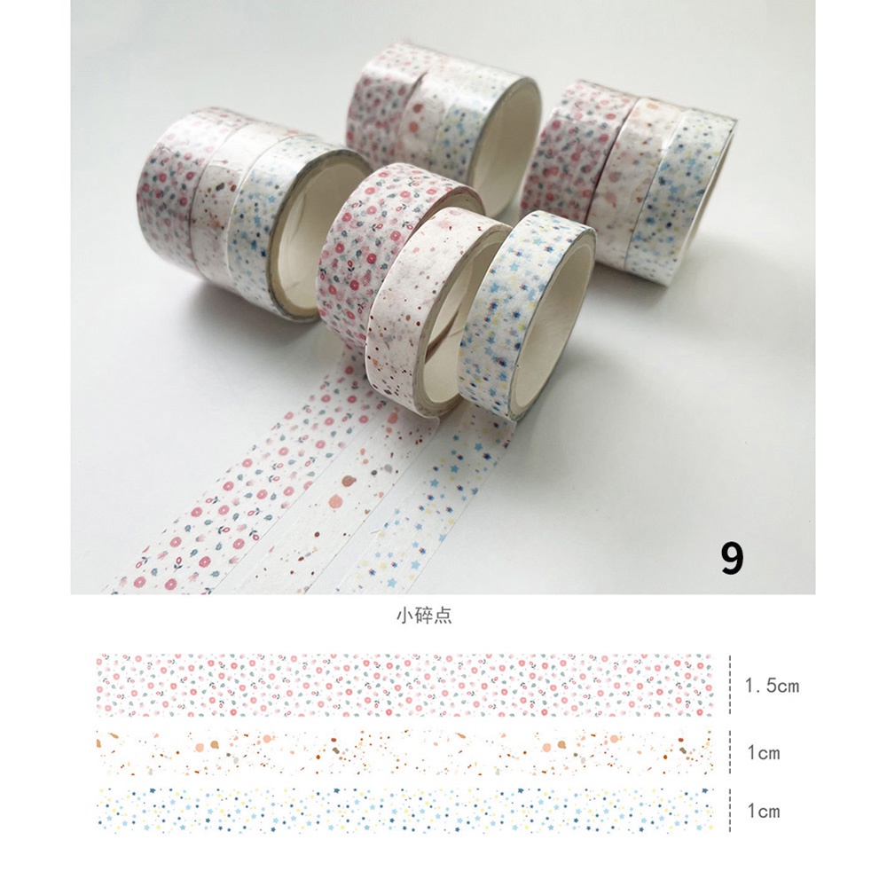 3 Cuộn Băng Keo Washi Phong Cách Vintage Dùng Trang Trí Sổ Tay DIY