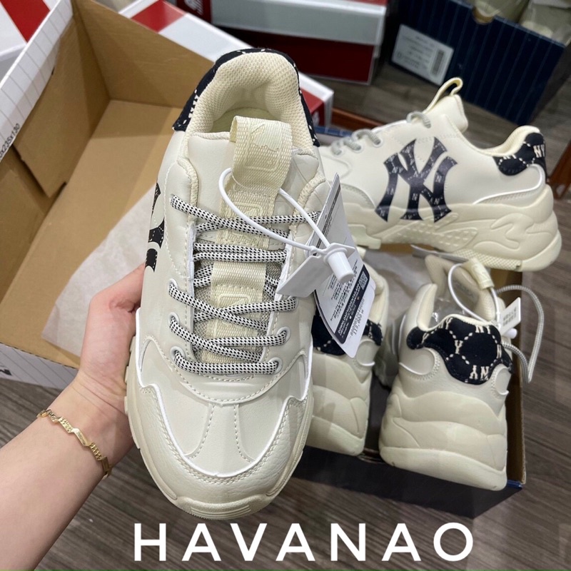 Giày Mlb ny kẻ đen siêu cấp . Giày thể thao nam nữ sneaker trắng kèm hộp