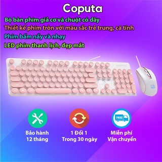 Bộ bàn phím chuột máy tính Coputa chuột bàn phím giả cơ có dây dễ thương nhiều màu sắc N518