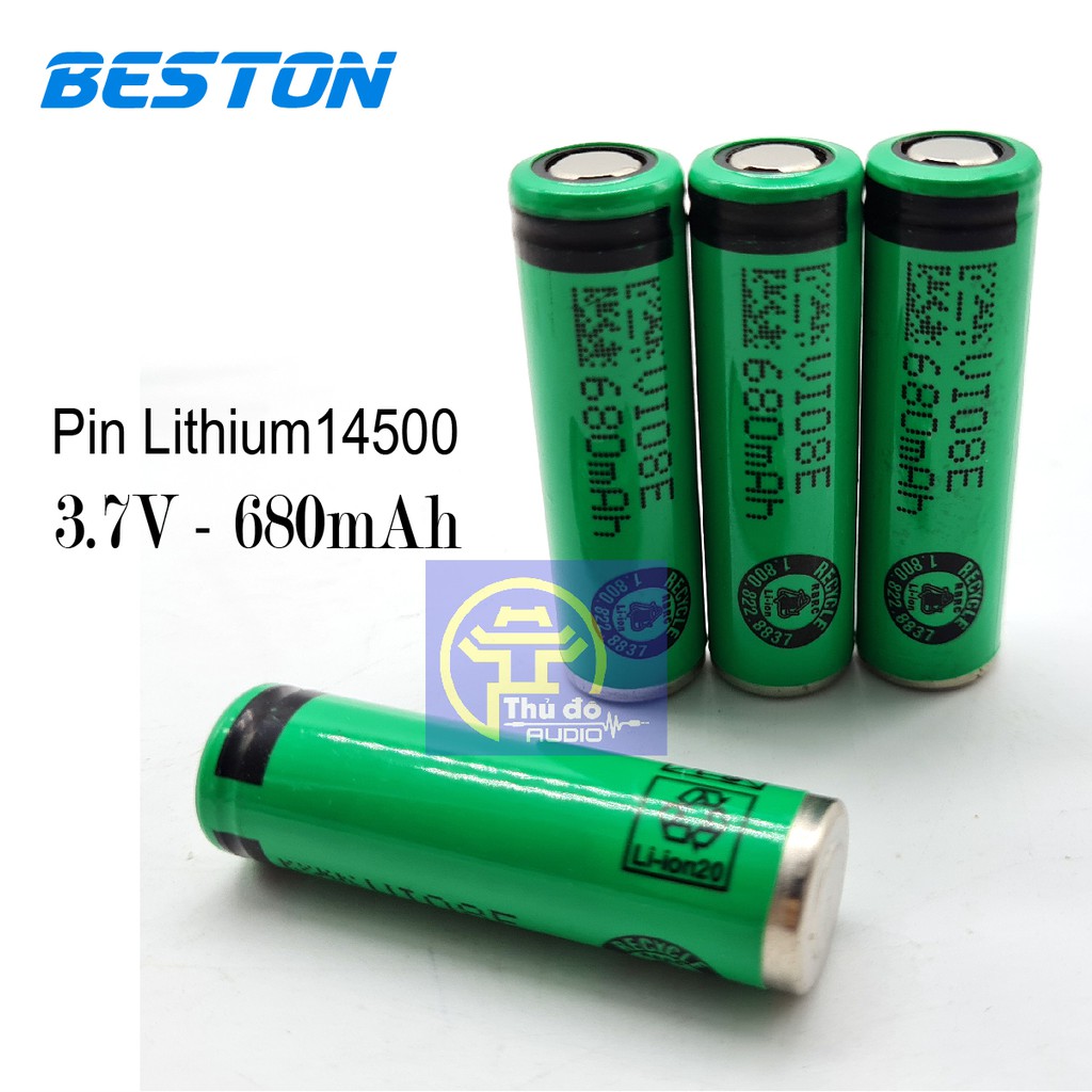 Pin sạc 14500 lithium 3.7V 680mAh Beston, Pin sạc AA 3,7V dùng cho đèn pin, Dung lượng thật 680mAh