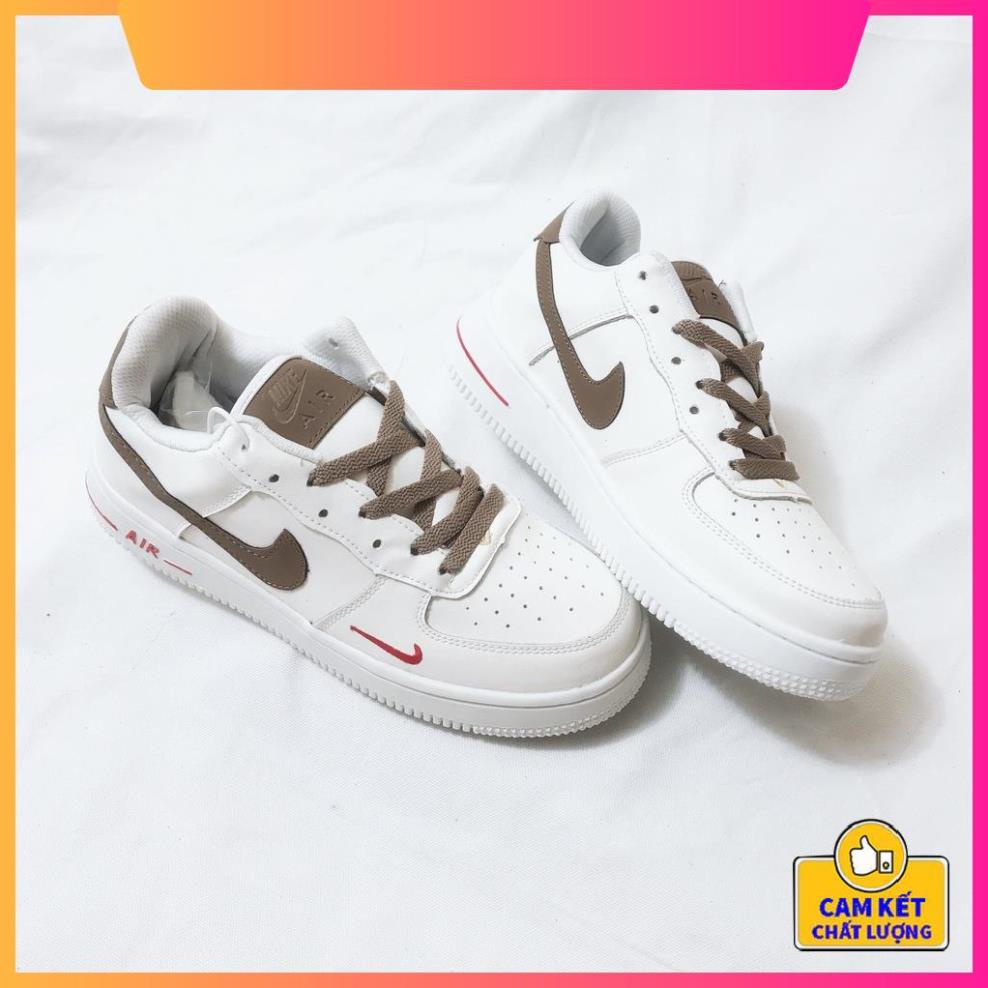 Giày AF1 vệt nâu, Giày Sneaker air force 1 low premium white brown nam nữ Full Box+Bill
