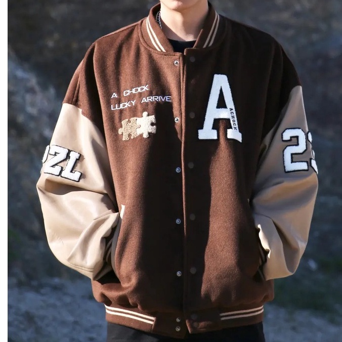 Áo khoác bomber jacket nam nữ hình in Lucky chất nỉ bông cao cấp áo varsity a chock lucky unisex kunshopunisex