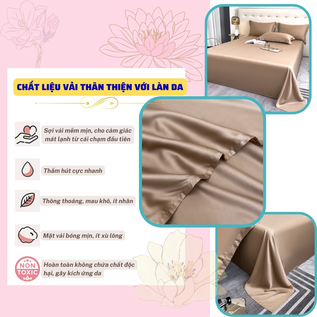 Set ga gối lẻ cao cấp 4 món, 100%Tencel 80s siêu mềm mát mịn, 7 màu tùy chọn giá dùng thử siêu tiết kiệm