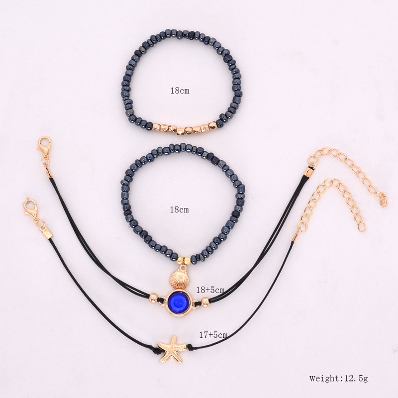 Set 4 Vòng Tay Vỏ Sò / Sao Biển / Đá Sapphire