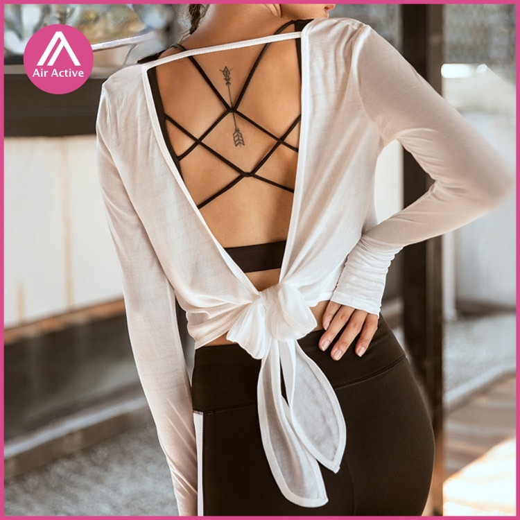 Áo Tập Yoga Cột Dây Nhanh Khô Gym Yoga