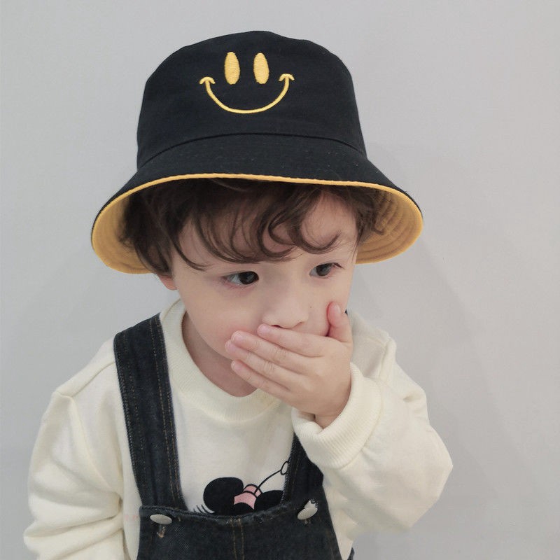 Mũ Tai Bèo Hai Mặt In Hình Mặt Cười Dễ Thương Cho Bé