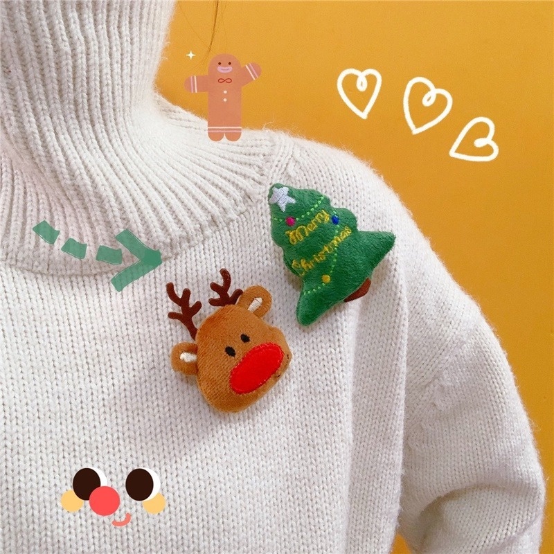 Bộ kẹp tóc 17KM bằng lông nhung hình ông già Noel + sừng hươu + nơ hoạt hình thời trang