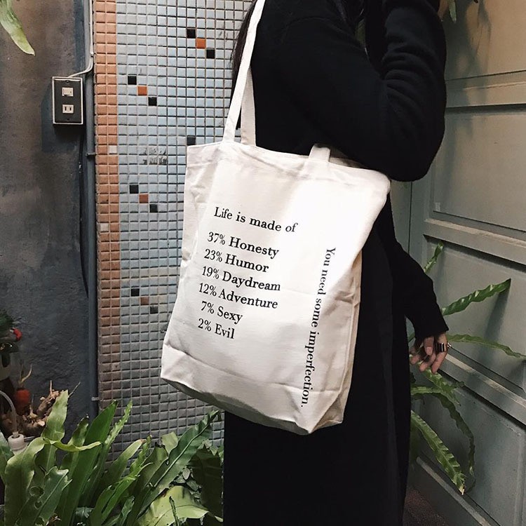 Túi Vải Tote Vintage Life Is Cỡ Lớn P1441