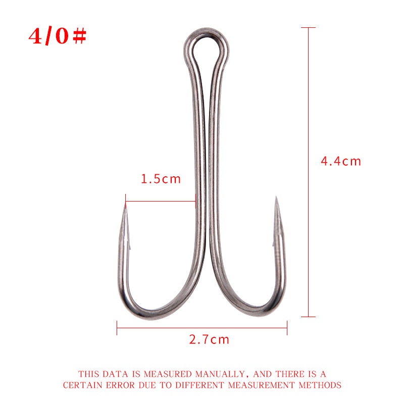 Bộ 50 Lưỡi Câu Cá Kép Bằng Thép Carbon Cao Cấp Cỡ 1 / 0# 2/0# 3/0# 4/0# Móc Câu Cá Chuyên Dụng Chất Lượng Cao