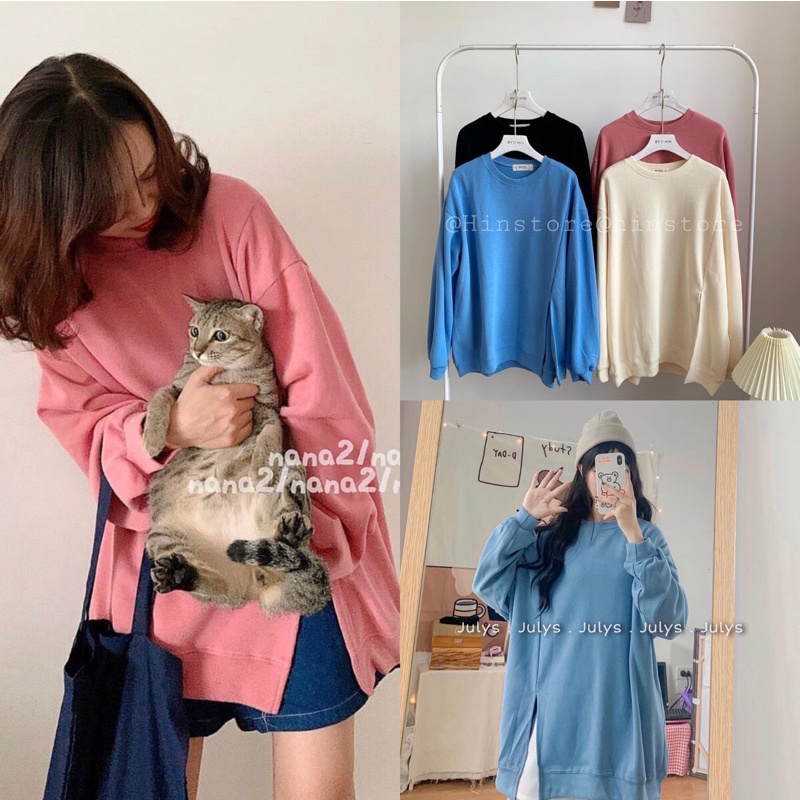 [HÀNG SẴN]Áo HOODIE nỉ tăm xẻ vạt trơn nhiều màu hàng quảng châu
