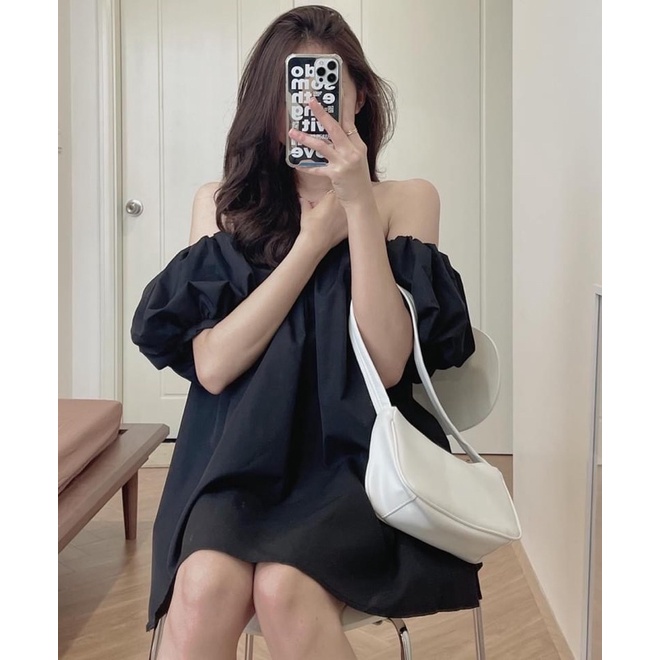 Áo babydoll trễ vai chất đũi Mitstore