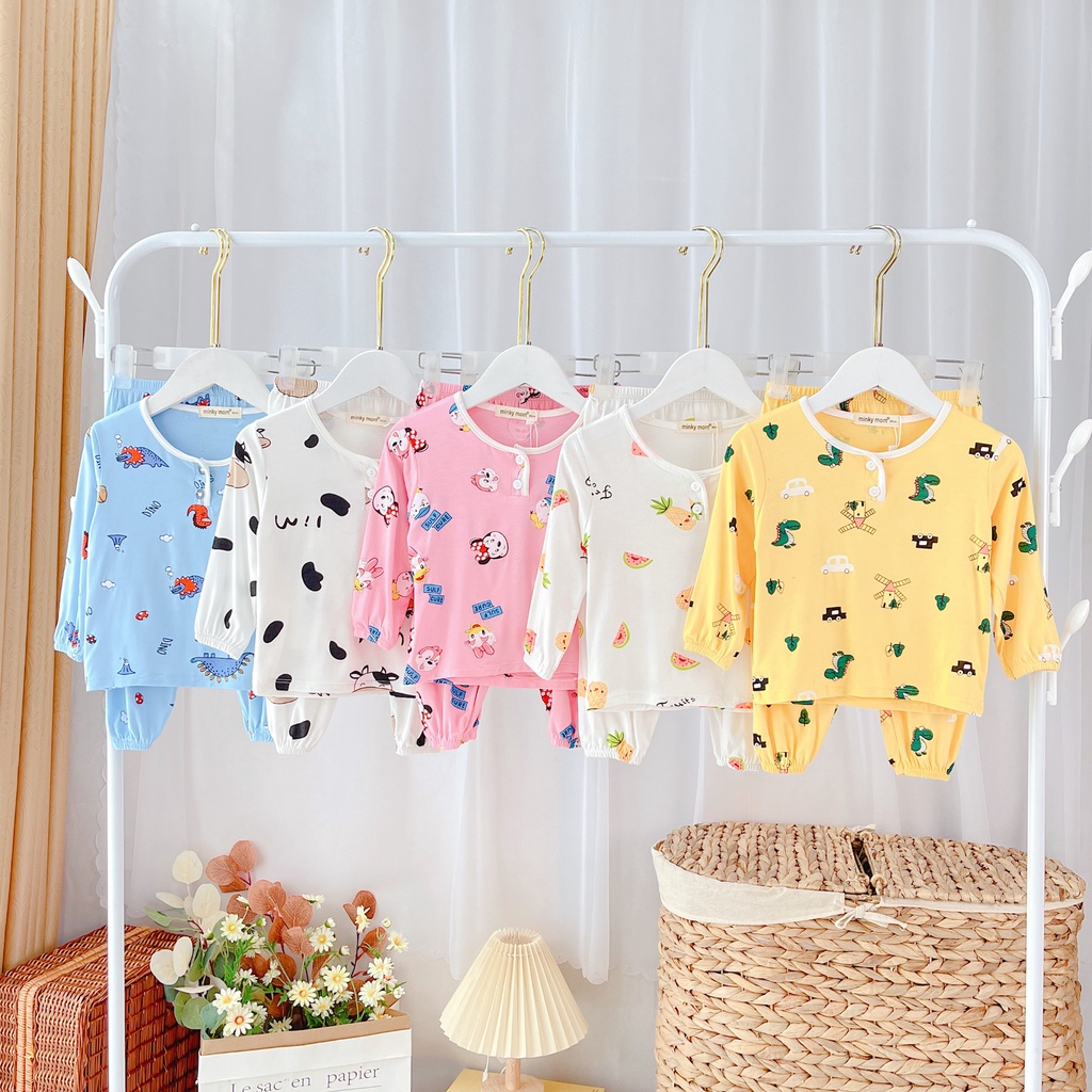 Bộ quần áo trẻ em 6-19kg dài tay Minky Mom Trang trại cho bé trai bé gái, vải lạnh cao cấp siêu co giãn, mềm mịn