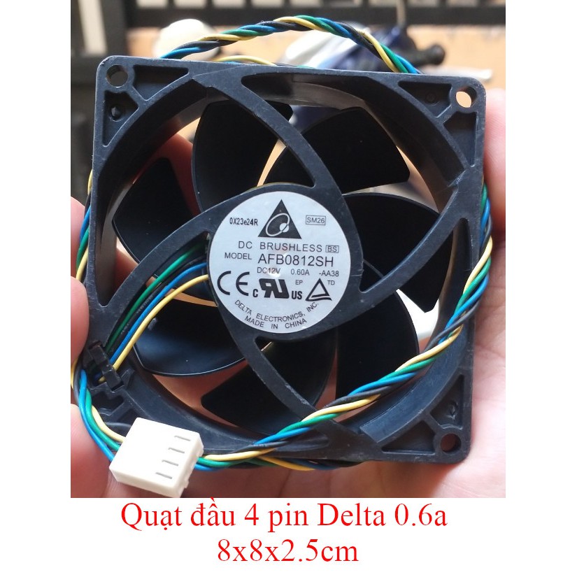 Fan quạt 8cm siêu mạnh tản nhiệt máy tính hiệu DELTA, FOXCONN, AVC dòng 12v, ampe 0.6 đến 0.7a, hàng tháo máy Server