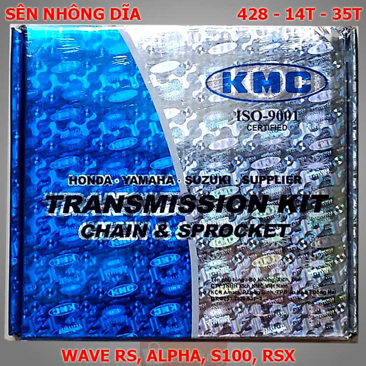 Sên nhông dĩa xe máy Wave Alpha, RS, S100, RSX hàng chính hãng KMC