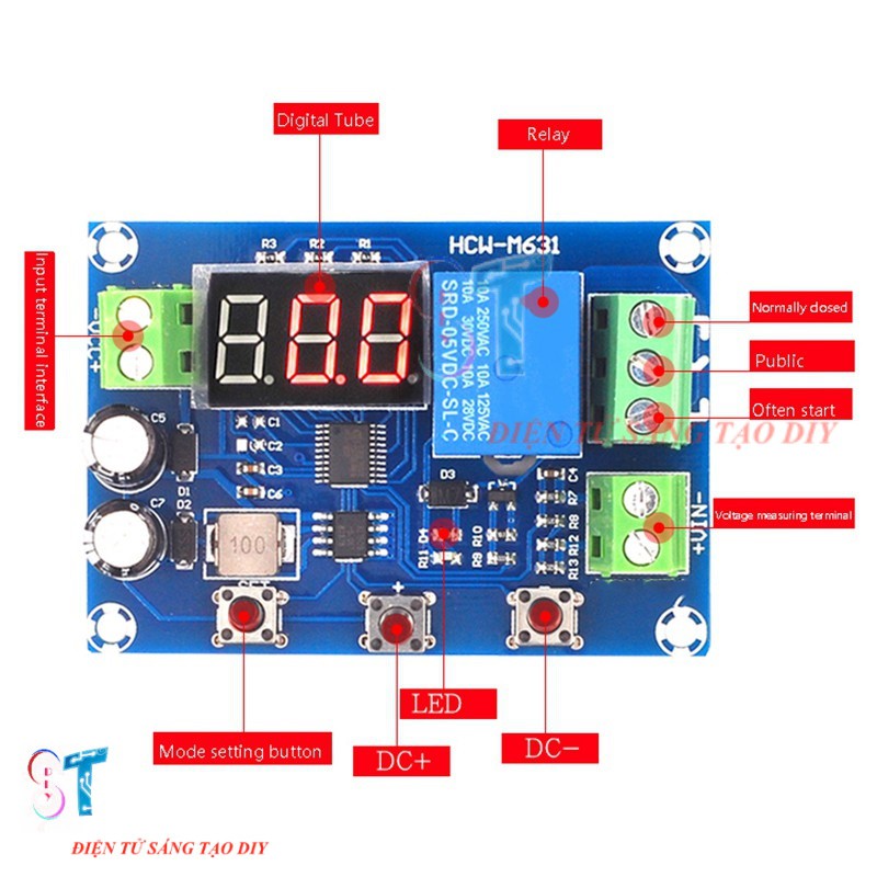 Module Mạch Quản Lý Sạc Xả Pin, Ắc Quy Tự Ngắt 6V-40V HCW-M631