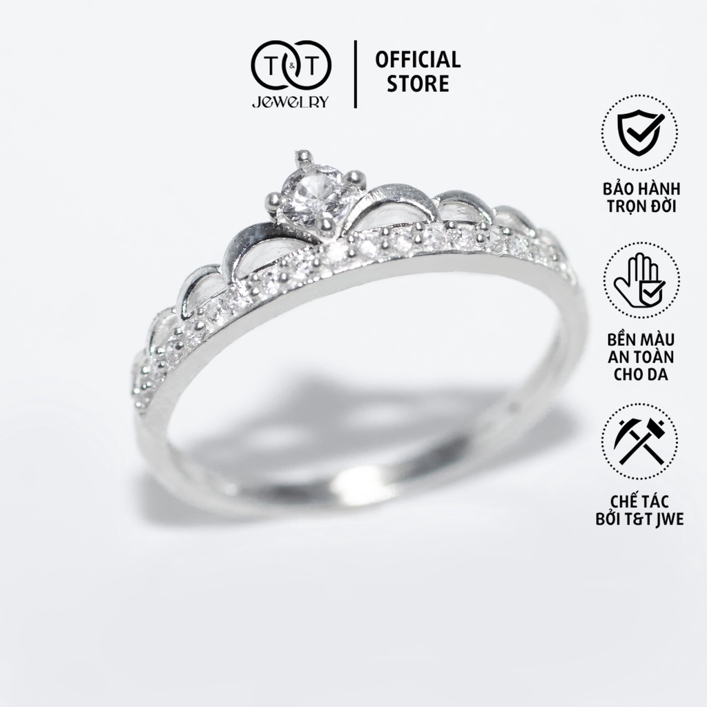 Nhẫn Bạc Nữ T&amp;T Jewelry Vương Miện nạm đá cao cấp NN08