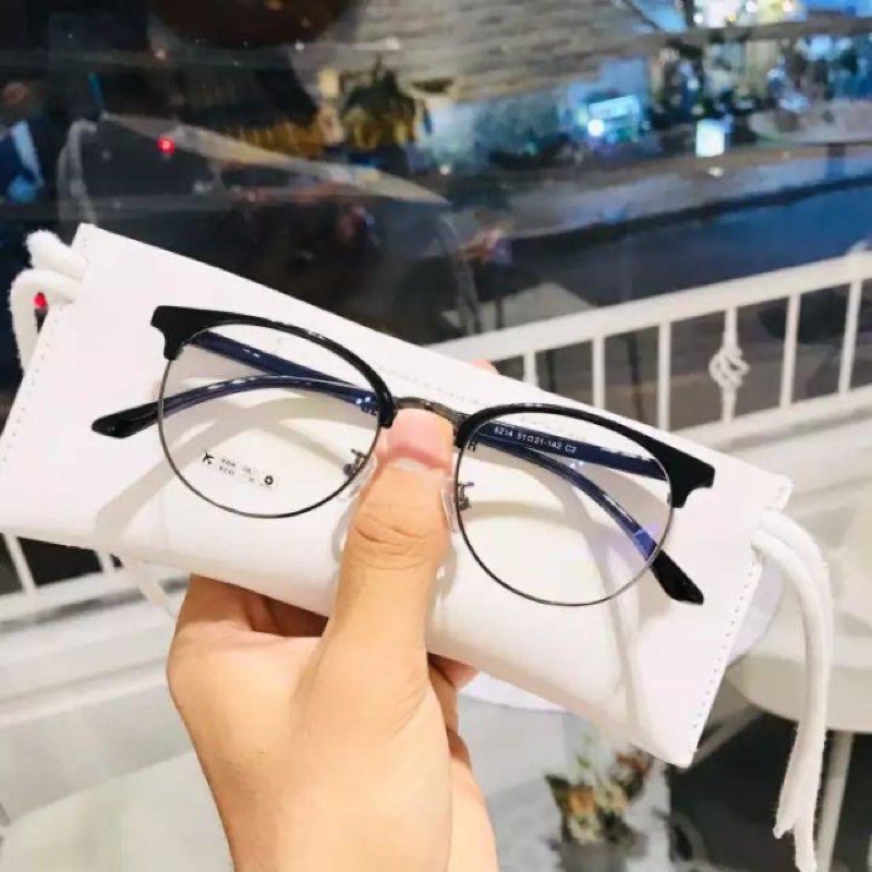 Gọng kính giả cận thời trang bọc nhựa viền kim loại 6214 BucShop dành cho nam nữ