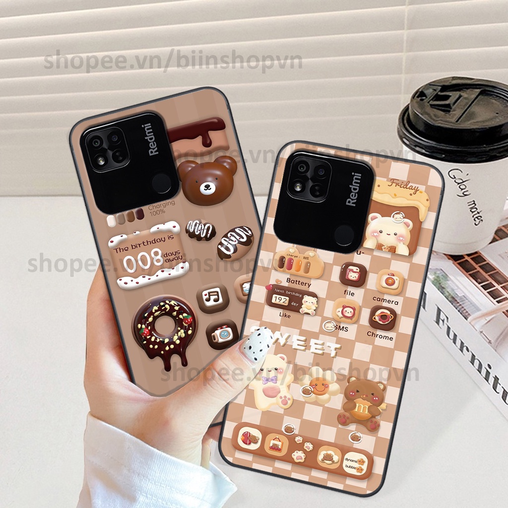 Ốp Xiaomi Redmi 10C / Redmi 10A in hình gấu chocolate kẹo ngọt siêu đẹp siêu xinh