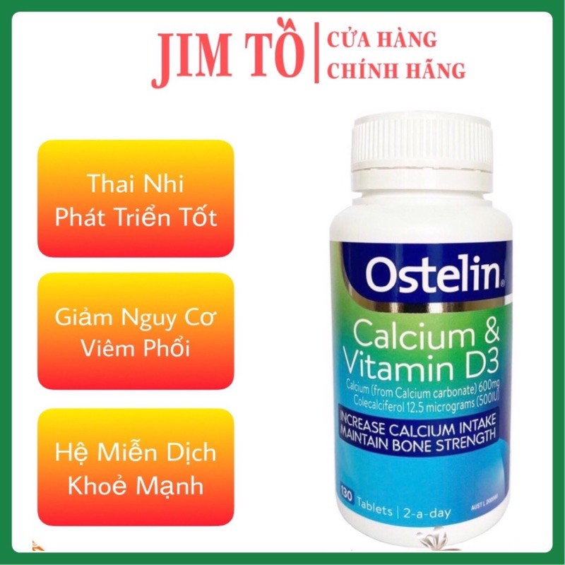 (Cam Kết Hàng Auth) Canxi bầu Ostelin Calcium &amp; Vitamin D3, Úc bổ sung cho bà bầu, mẹ cho con bú