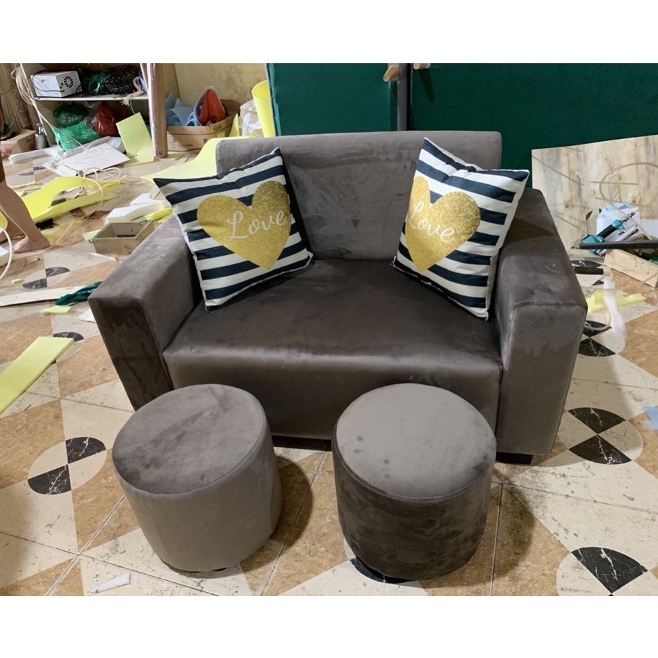 Ghế Sofa 1,2m Tặng Kèm 2 Đôn, 2 Gối