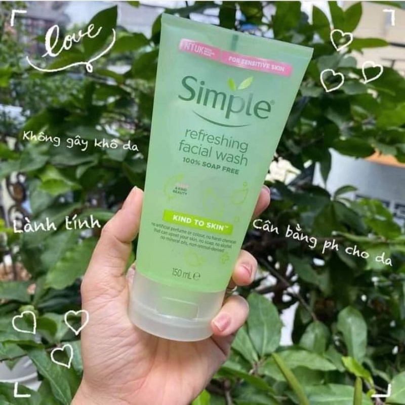 Sữa rửa mặt simple Gel Wash siêu dịu nhẹ dùng được cho mọi loại da đặc biệt là da dầu mụn nhạy cảm