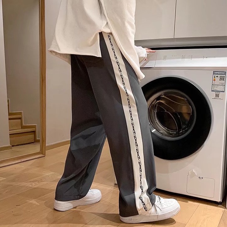 Quần Dài Thể Thao Dáng Rộng Phối Màu Độc Đáo Phong Cách Hàn Quốc Thời Trang Cho Nam