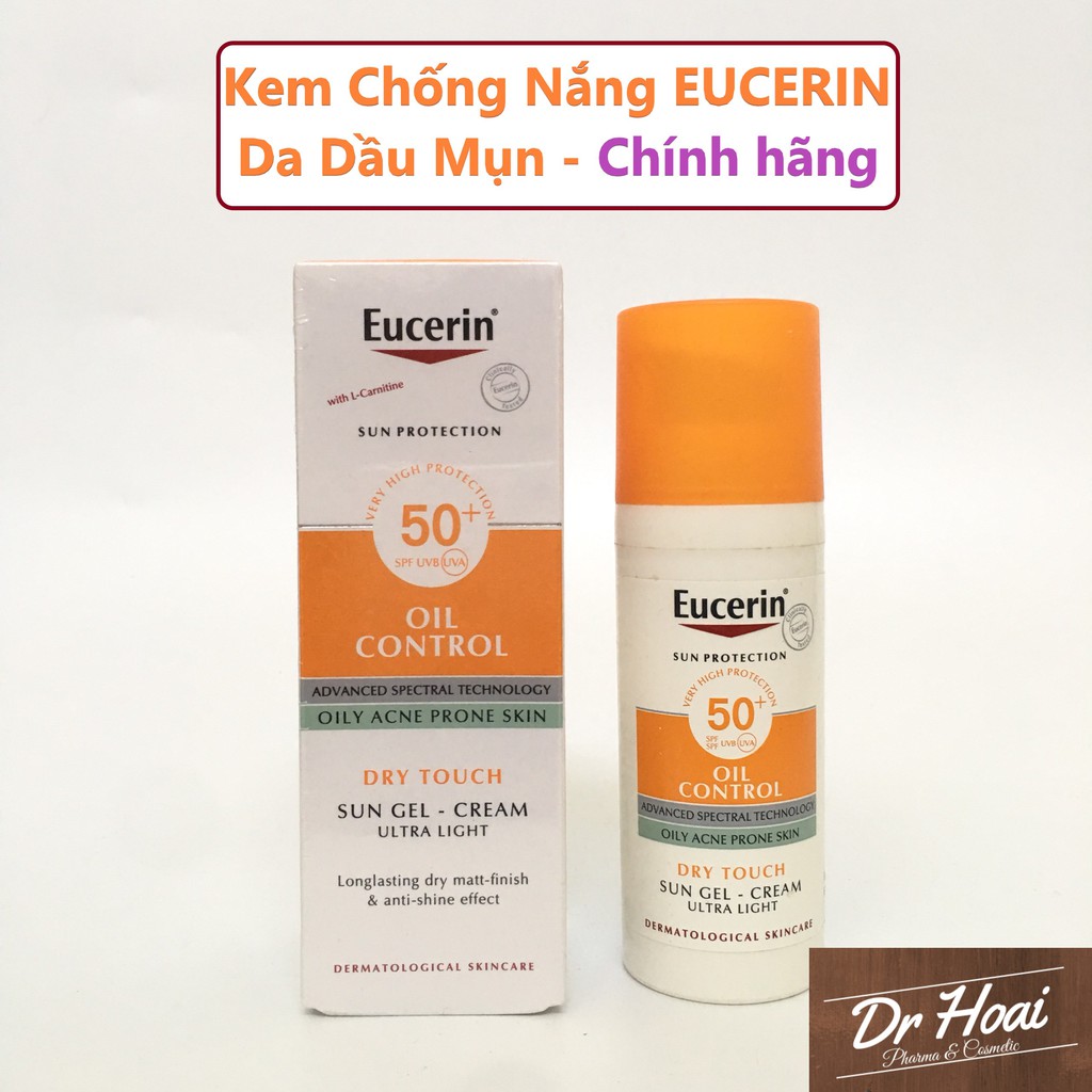 [CHÍNH HÃNG] Kem Chống Nắng EUCERIN Sun Gel-Cream Oil Control Dry Touch SPF 50+  Cho Da Mụn, Kiềm Dầu 50ml