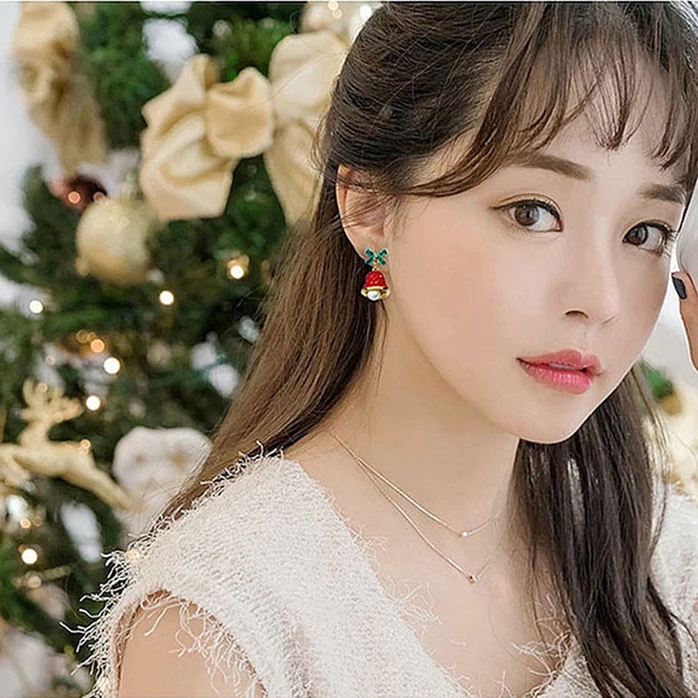Khuyên tai tròn đơn giản phong cách Giáng sinh somedayzl mới lạ