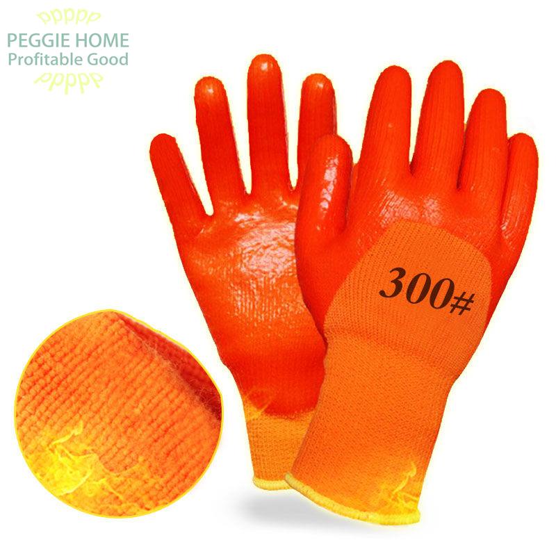PEGGIE HOMEThêm nhung ấm áp và dày găng tay cao su bảo hộ lao động dây đai chống mài mòn không thấm nước công trường bán