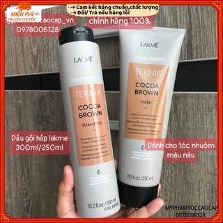 ✅Combo Dầu gội và Kem hấp dành cho tóc màu Nâu Cocoa Brown Teknia Lakme 300ml/250ml