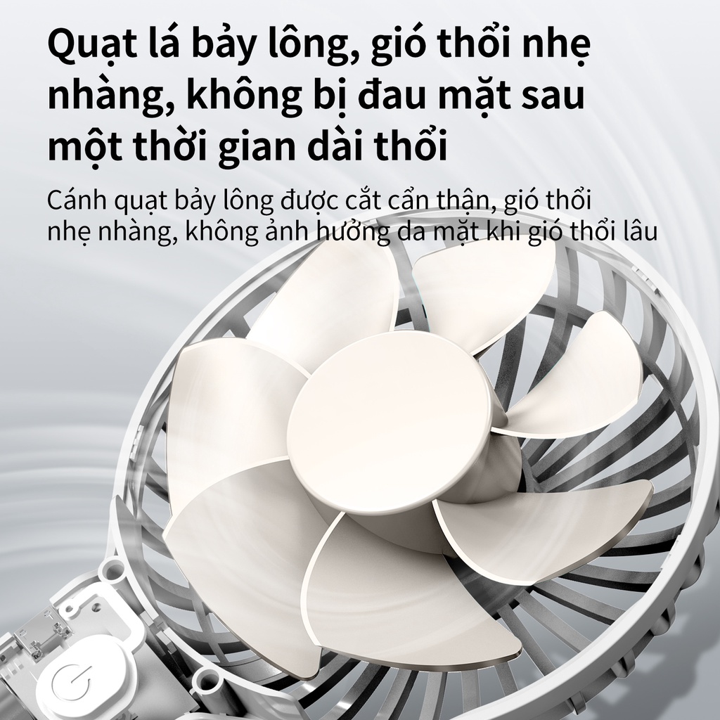 Quạt mini cầm tay không tiếng ồn Nusign - có đế cố định - Trắng/ Xanh/ Hồng - 85811