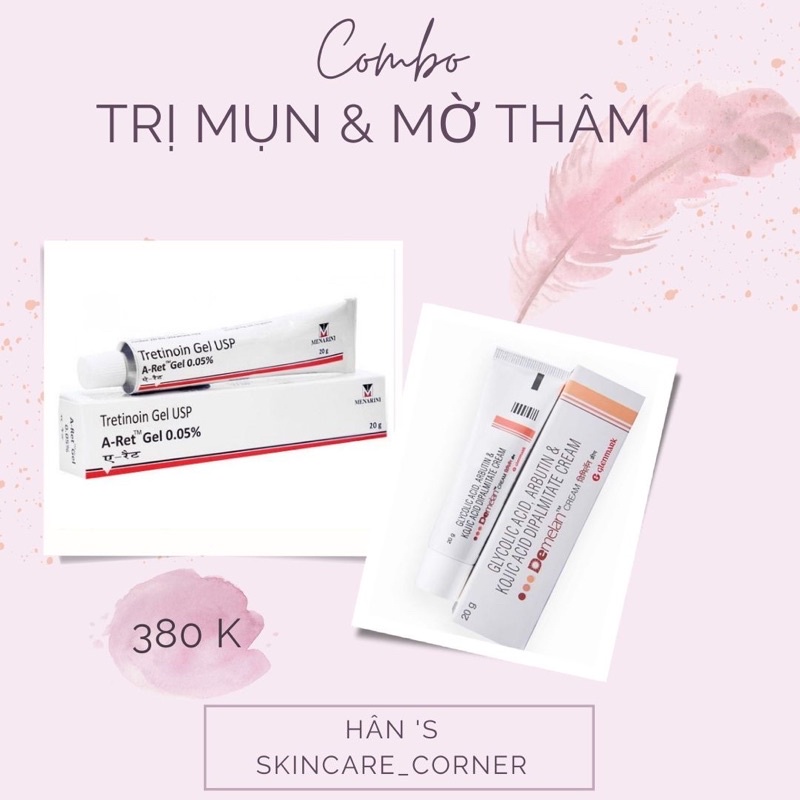 COMBO HỖ TRỢ GIẢM MỤN VÀ MỜ THÂM NÁM (TRETINOIN ẤN VÀ KEM DEMELAN)