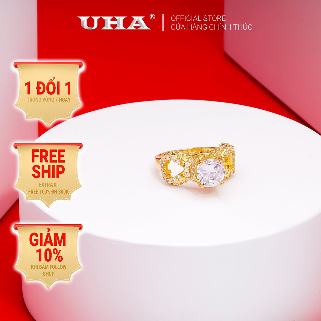 Nhẫn nữ đính xoàn mạ vàng 18K cao cấp (giá tốt nhất) N199144-130