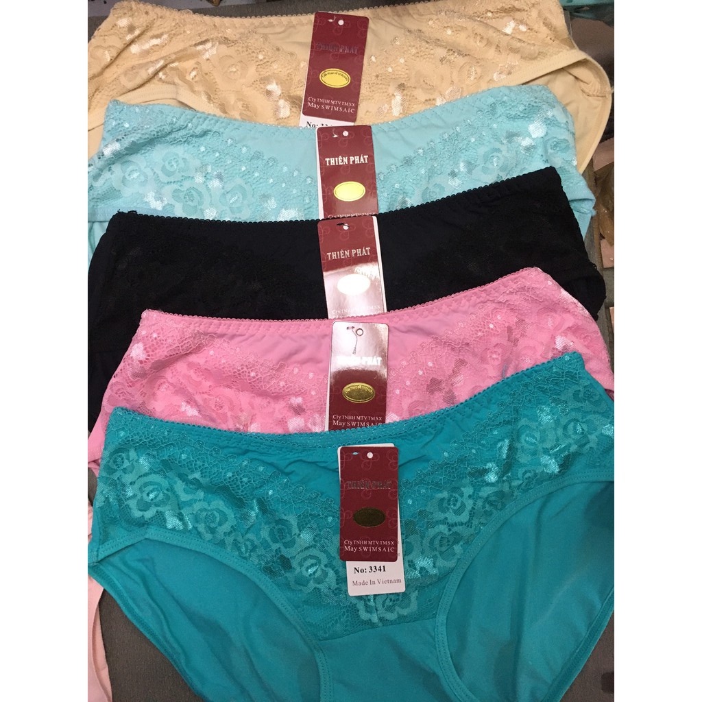 Quần lót nữ size lớn, quần lót nữ size đại 70kg thun lạnh phối ren Thiên Phát Set 10 cái