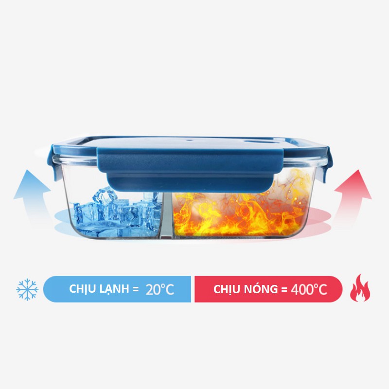 Hộp thủy tinh chia ngăn cao cấp Glass food Container