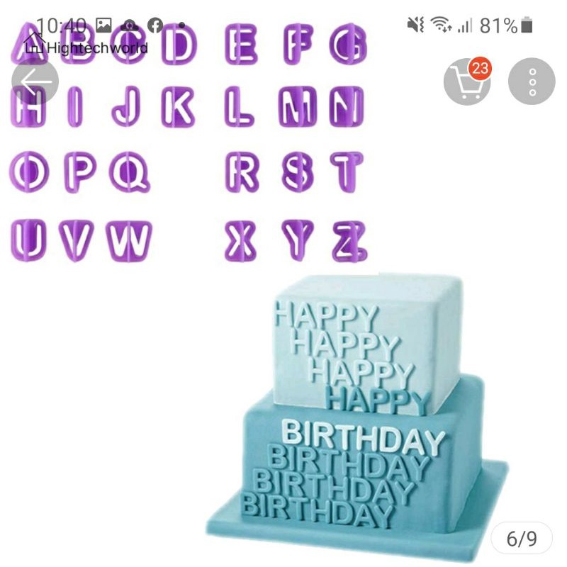 Bộ 40 cutter chữ và số cao 2.5cm dùng cho fondant, gumpaste, cookie