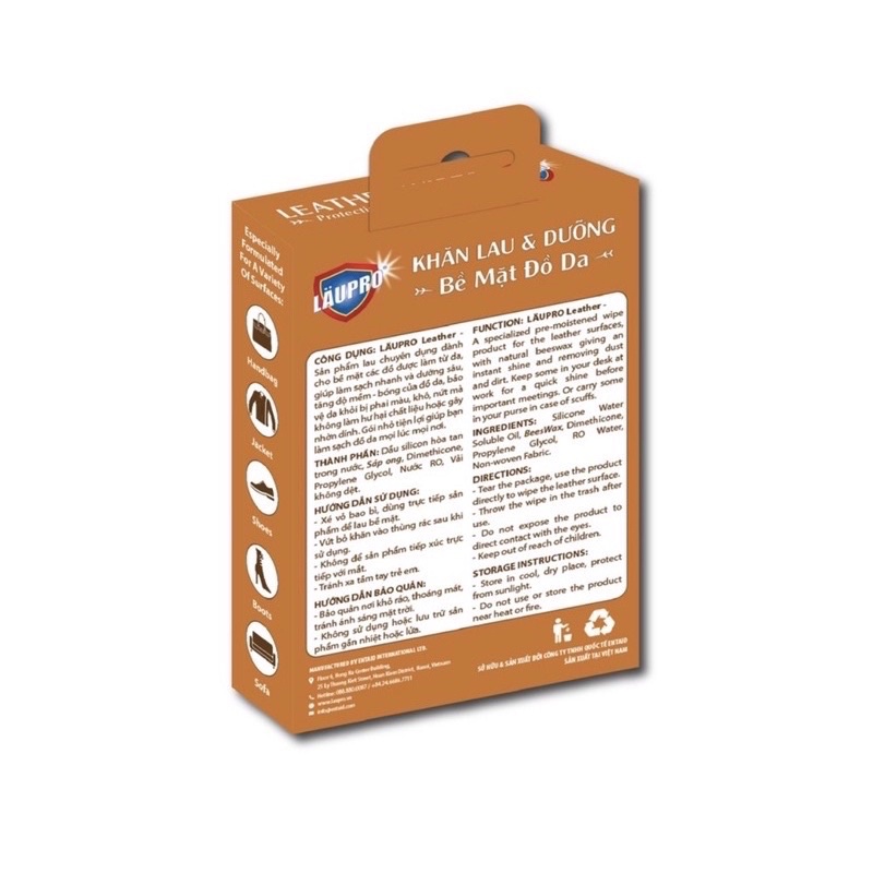 Khăn lau đồ da LAUPRO, vệ sinh áo giày dép, balo