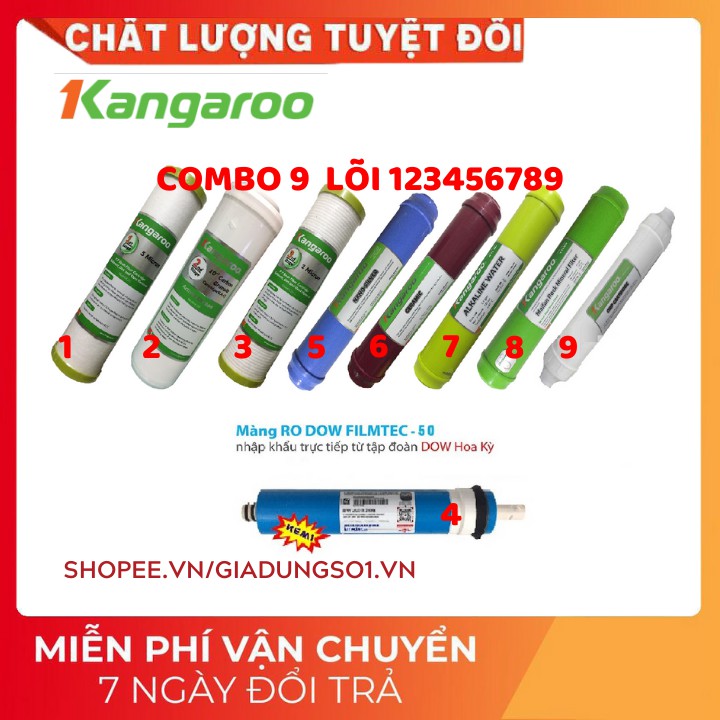 [UY TÍN SỐ 1] FREESHIP Combo 10 Bộ 3 lõi lọc nước 1-2-3 Kangaroo Chính Hãng | Giá tốt dành cho Đại Lý