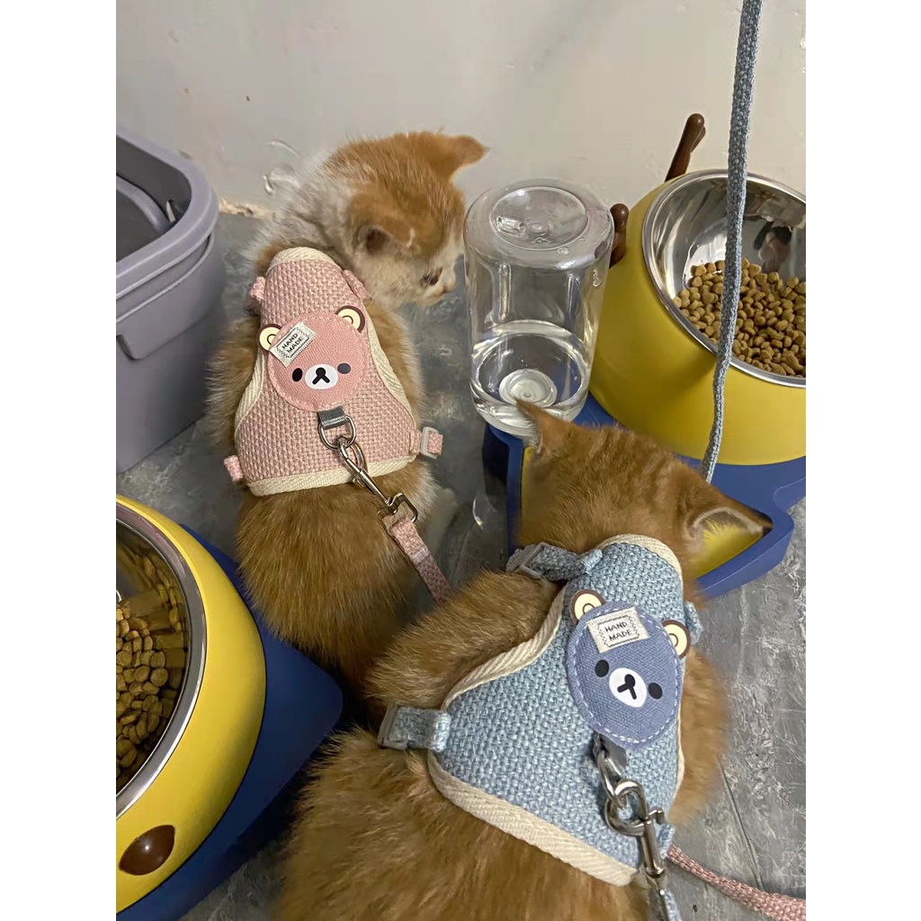 Dây Dắt Chó Mèo Yếm Lưng Body Hoạt Hình Mặt Mèo Dây Dẫn Cho Thú Cưng #A003