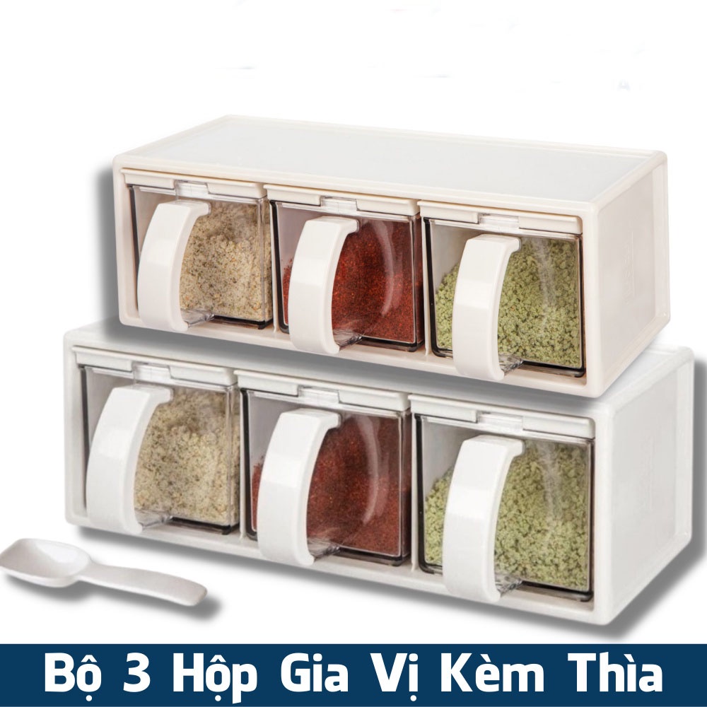 Bộ 3 Hộp Gia Vị Nấu Ăn Nhà Bếp Yoko Cao Cấp Chính Hãng INOCHI