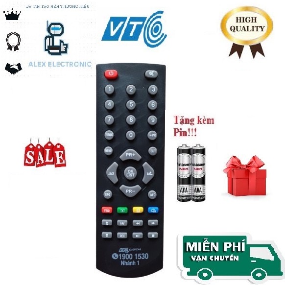 Điều Khiển Đầu Thu Kỹ thuật số VTC các loại model T201 T202 T203- Hàng tốtBH 6 tháng-Tặng kèm pin