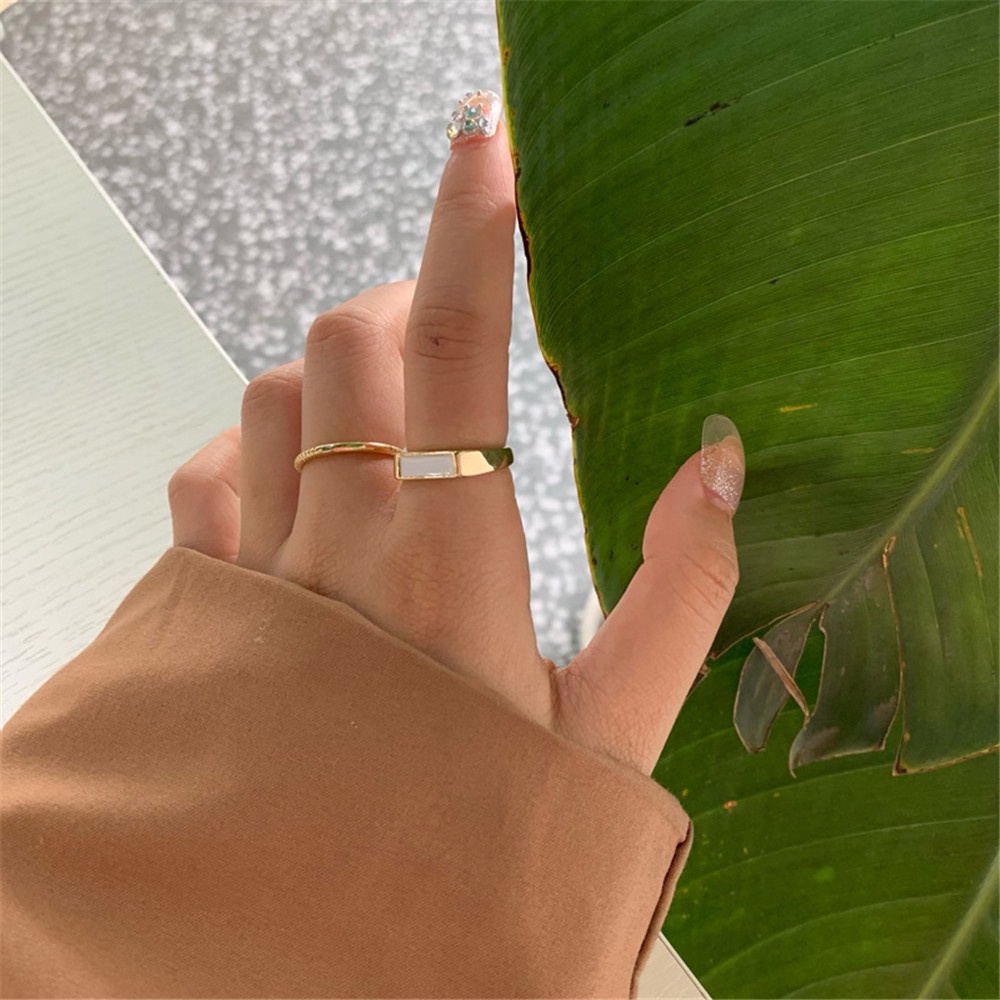 Bộ 2 Nhẫn Đeo Tay Kim Loại Thiết Kế Ấn TượngYanqueens Quà tặng trang sức