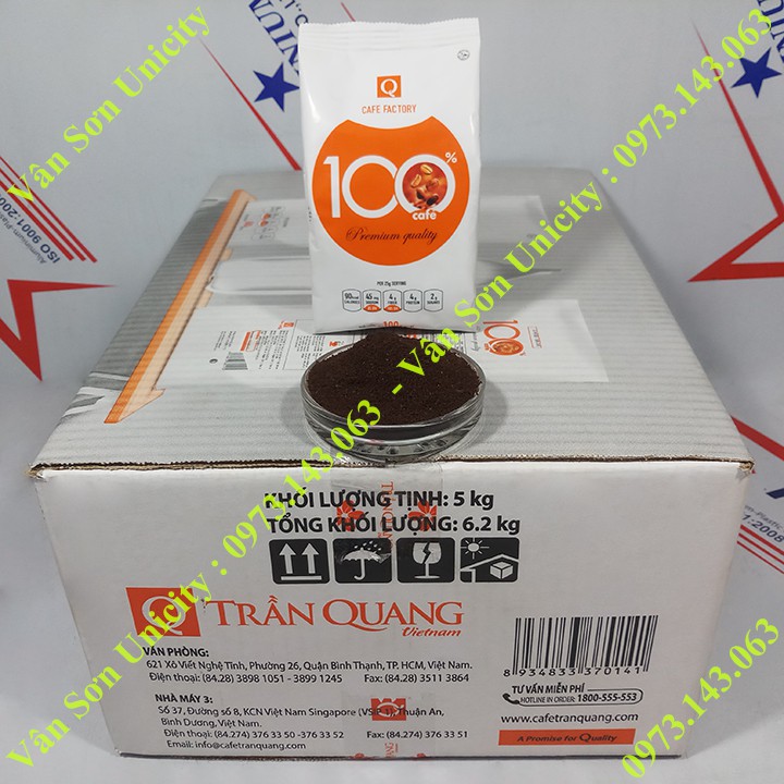 03 bịch cà phê rang xay Trần Quang 100g