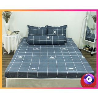 Bộ ga vỏ gối cotton poly cao cấp kẻ râu ghi