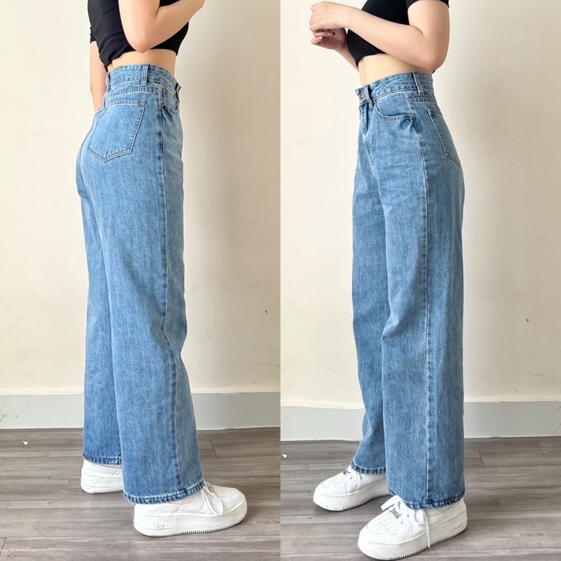 [NEW] Quần jean nữ lưng siêu cao dáng ống rộng dài, hàng cao cấp - Ms04