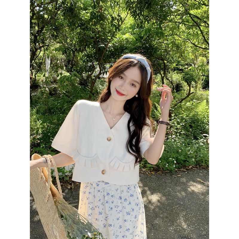 Áo Khoác Blazer Nữ Ngắn Tay Cổ Chữ V Thời Trang | BigBuy360 - bigbuy360.vn