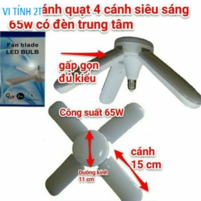 Bộ Đèn Led 4 Cánh Siêu Sáng, Siêu Bền, Tiết Kiệm Điện 65W, đèn cánh quạt có đèn trung tâm 65w siêu sáng