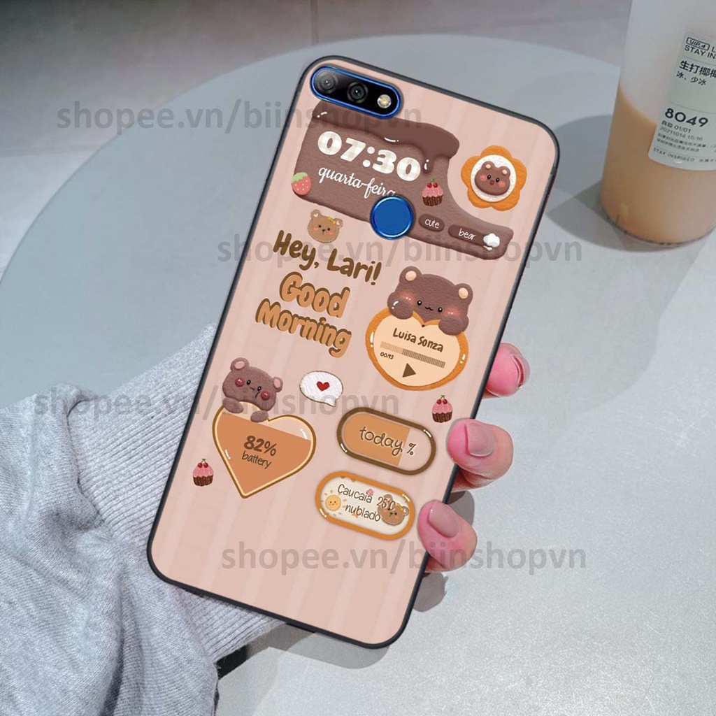 Ốp Huawei Y7 Prime 2018 / Y7 Pro 2018 in 3D icon gấu nổi siêu xinh, siêu đáng yêu, cá tính phong cách